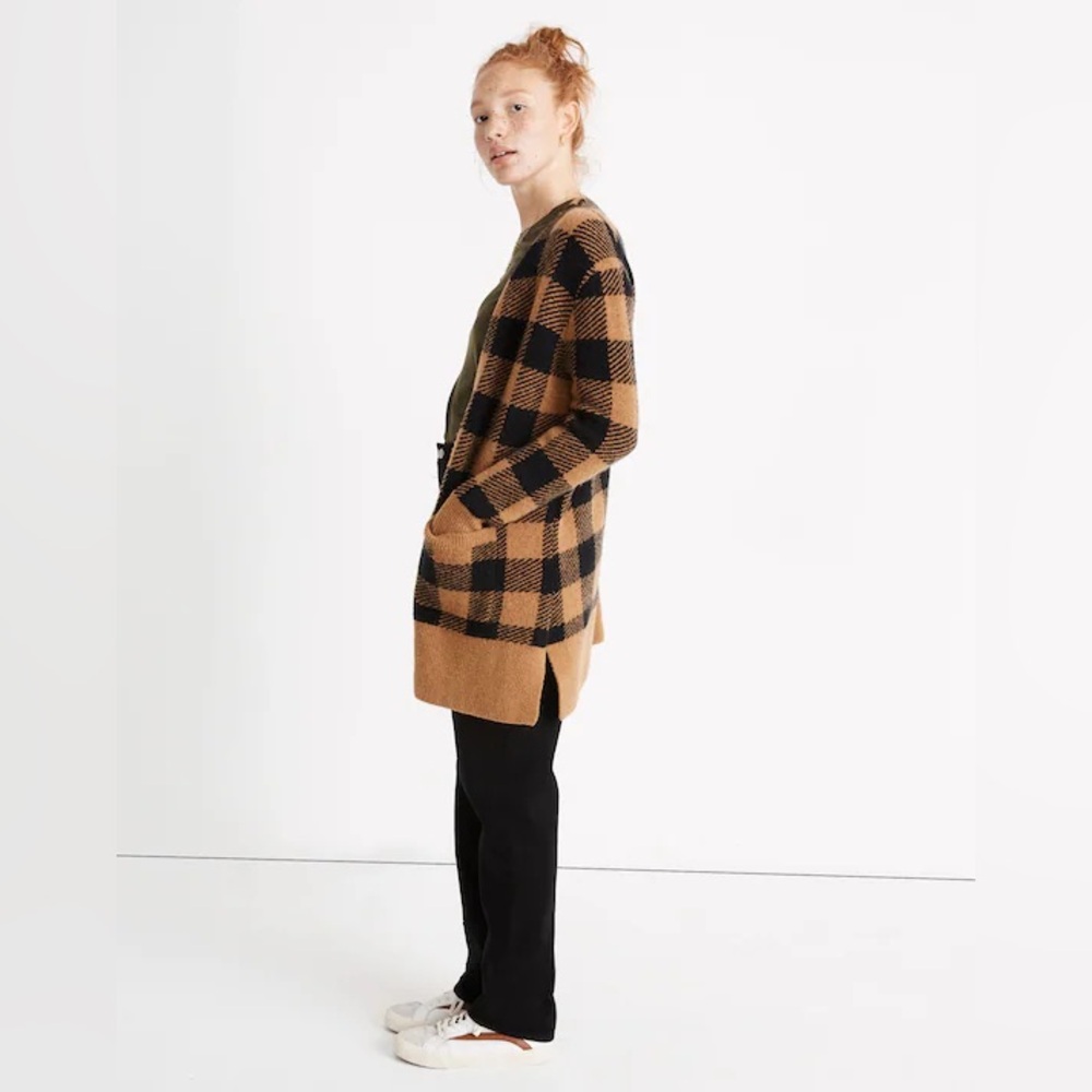 Madewell True Black Buffalo Check Kent Cardigan Sweater in Coziest Yarn Sz XS - Picture 8 of 10